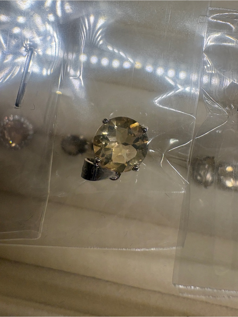 Round Faceted Citrine Pendant with Sterling Silver Setting